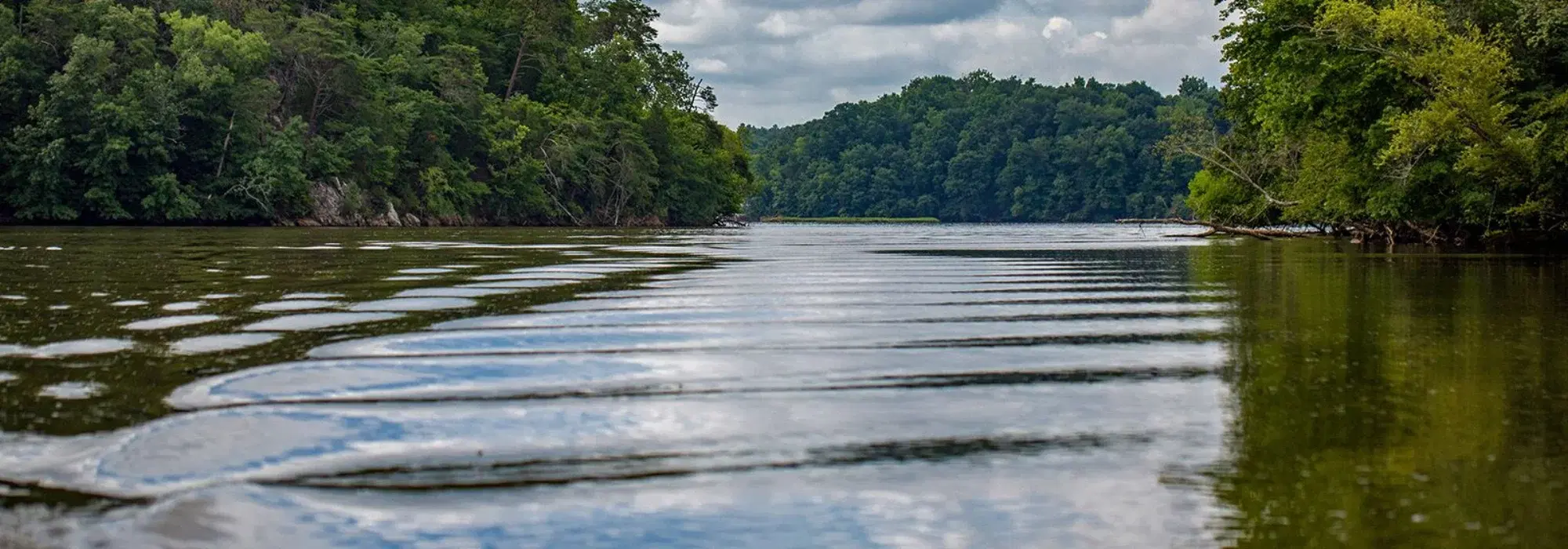 The Catawba River flowing through Great Falls, South Carolina