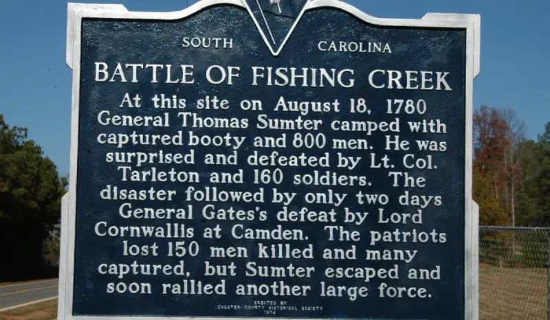 Battle of Fishing Creek 1780 historic marker, Chester County SC