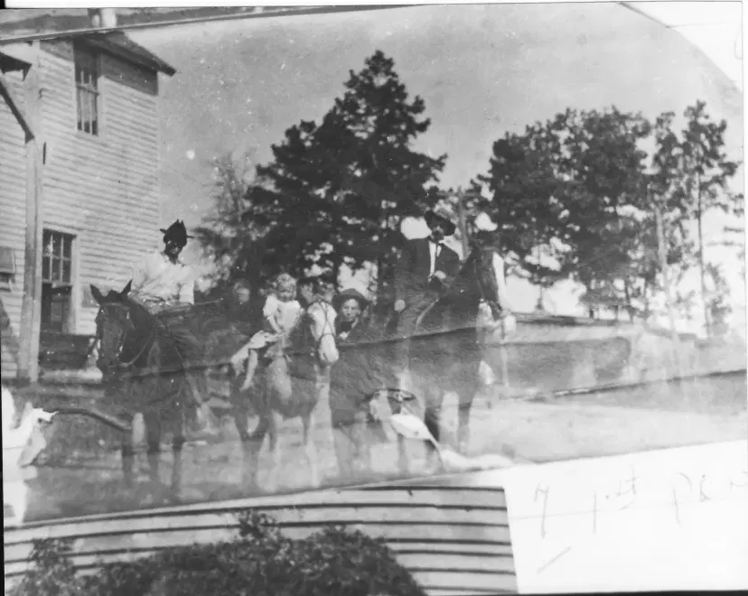 Commisary Note Ice House In Background Child On Horse Is Bessie Tibbs